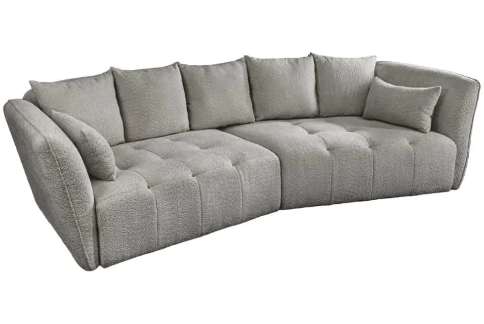 Modernes Big Sofa ROYAL 295cm grau Bouclé Federkern XXL-Couch inkl. Kissen