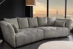 Modernes Big Sofa ROYAL 295cm grau Bouclé Federkern XXL-Couch inkl. Kissen