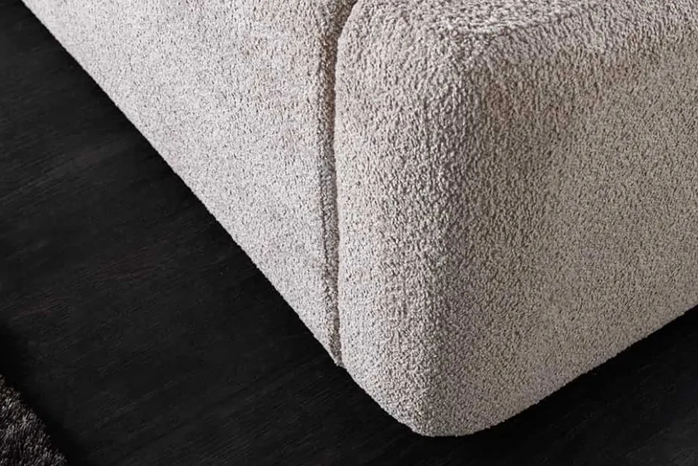 Modernes Boxbett ART DECO 180x200cm greige Bouclé mit Stauraum und Lattenrost