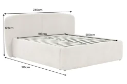 Modernes Boxbett ART DECO 180x200cm greige Bouclé mit Stauraum und Lattenrost