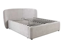 Modernes Boxbett ART DECO 160x200cm greige Bouclé mit Stauraum und Lattenrost