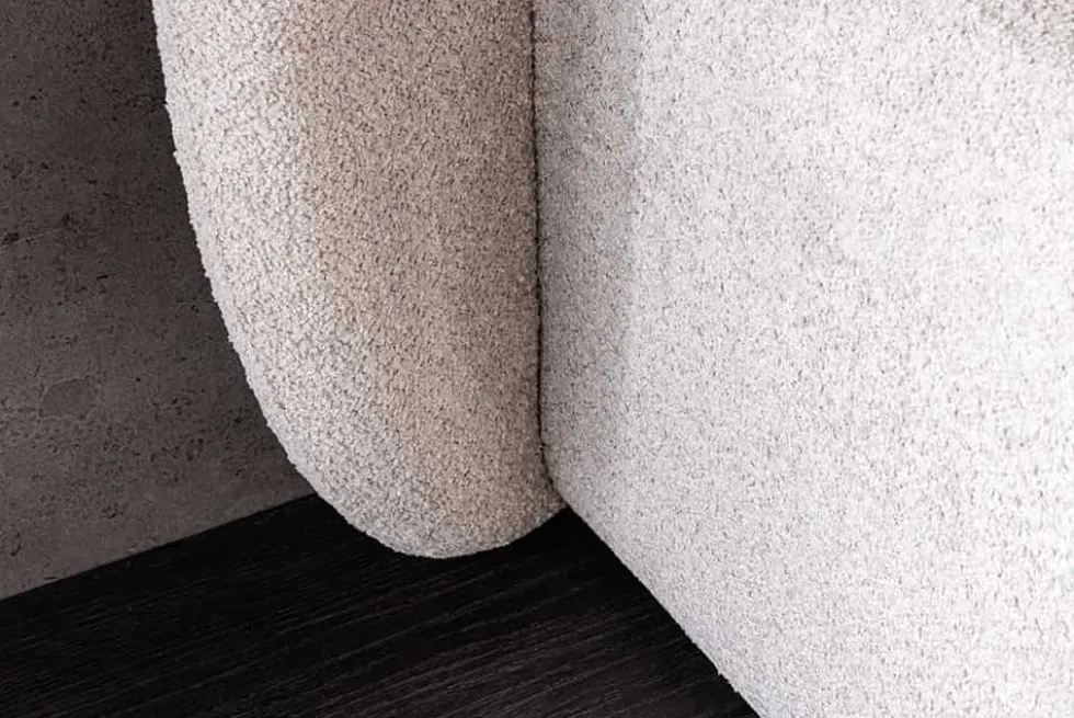 Modernes Boxbett ART DECO 160x200cm greige Bouclé mit Stauraum und Lattenrost