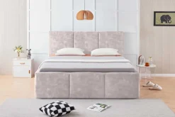 Modernes Boxbett ATELIER 180x200cm champagner beige Samt mit Lattenrost und Stauraum