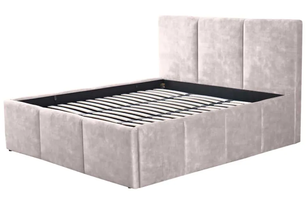 Modernes Boxbett ATELIER 180x200cm champagner beige Samt mit Lattenrost und Stauraum