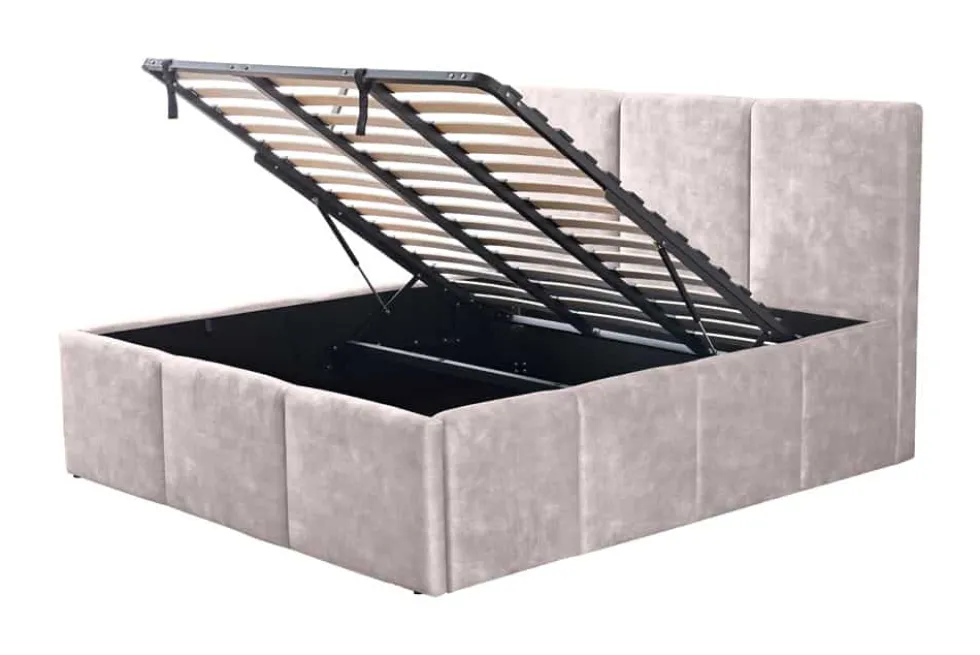 Modernes Boxbett ATELIER 180x200cm champagner beige Samt mit Lattenrost und Stauraum