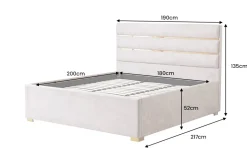 Modernes Boxbett METROPOLITAN 180x200cm beige Samt mit Lattenrost und Stauraum