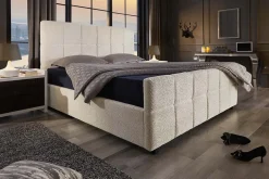 Modernes Boxbett PRESTIGE 160x200cm creme Bouclè mit Stauraum und Lattenrost