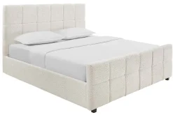 Modernes Boxbett PRESTIGE 160x200cm creme Bouclè mit Stauraum und Lattenrost