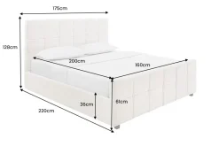Modernes Boxbett PRESTIGE 160x200cm creme Bouclè mit Stauraum und Lattenrost