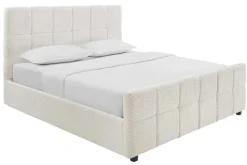 Modernes Boxbett PRESTIGE 180x200cm creme Bouclè mit Stauraum und Lattenrost