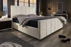 Modernes Boxbett PRESTIGE 180x200cm creme Bouclè mit Stauraum und Lattenrost