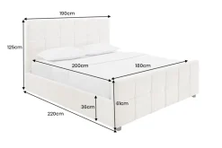 Modernes Boxbett PRESTIGE 180x200cm creme Bouclè mit Stauraum und Lattenrost