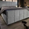 Modernes Boxbett PRESTIGE 180x200cm grau Bouclé mit Stauraum und Lattenrost