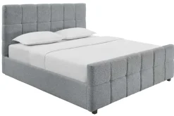 Modernes Boxbett PRESTIGE 180x200cm grau Bouclé mit Stauraum und Lattenrost