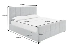 Modernes Boxbett PRESTIGE 180x200cm grau Bouclé mit Stauraum und Lattenrost