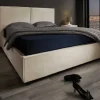 Modernes Boxbett ROCCO 180x200cm beige Cord mit Stauraum und Lattenrost