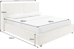 Modernes Boxbett ROCCO 180x200cm beige Cord mit Stauraum und Lattenrost
