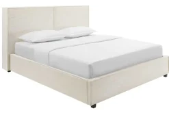 Modernes Boxbett ROCCO 180x200cm beige Cord mit Stauraum und Lattenrost