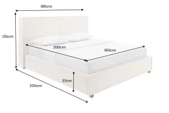 Modernes Boxbett ROCCO 160x200cm beige Cord mit Stauraum und Lattenrost