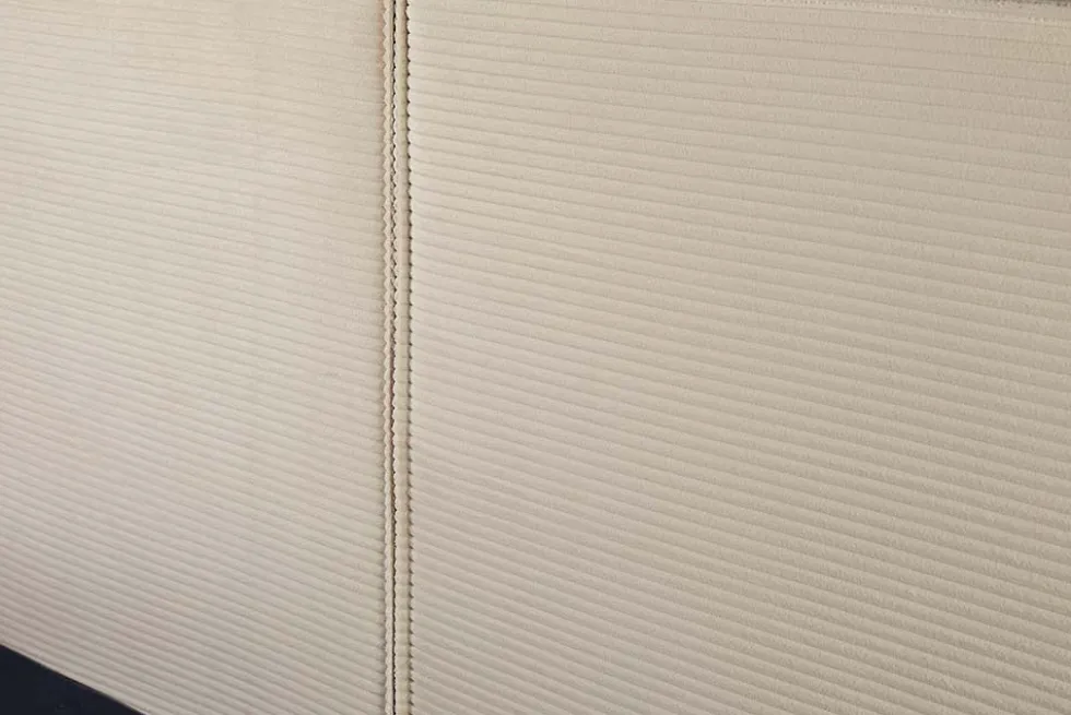Modernes Boxbett ROCCO 160x200cm beige Cord mit Stauraum und Lattenrost