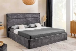 Modernes Boxbett STORAGE 180x200cm grau Samt mit Stauraum und Lattenrost
