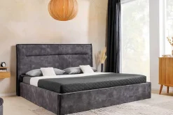 Modernes Boxbett STORAGE 180x200cm grau Samt mit Stauraum und Lattenrost