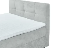 Modernes Boxspringbett TOULOUSE 160x200cm silbergrau inkl. Matratze Topper Stauraum
