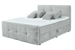 Modernes Boxspringbett TOULOUSE 160x200cm silbergrau inkl. Matratze Topper Stauraum