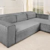 Modernes Ecksofa BOSSA NOVA 265cm grau Chenille 3-Sitzer Couch L-Form