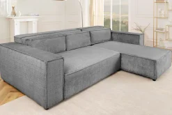 Modernes Ecksofa BOSSA NOVA 265cm grau Chenille 3-Sitzer Couch L-Form