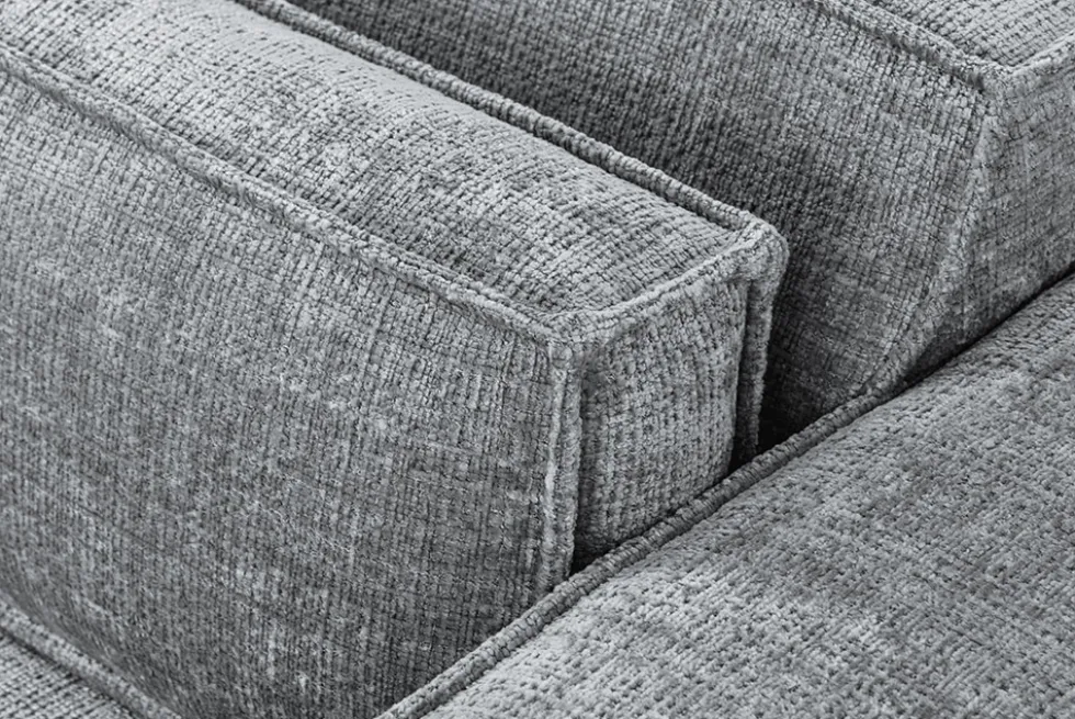 Modernes Ecksofa BOSSA NOVA 265cm grau Chenille 3-Sitzer Couch L-Form