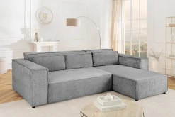 Modernes Ecksofa BOSSA NOVA 265cm grau Chenille 3-Sitzer Couch L-Form