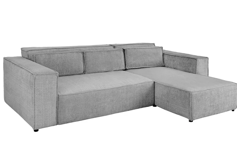 Modernes Ecksofa BOSSA NOVA 265cm grau Chenille 3-Sitzer Couch L-Form