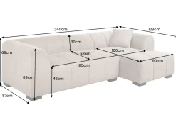 Modernes Ecksofa CITY 240cm blau Strukturstoff 3-Sitzer Couch inkl. Kissen
