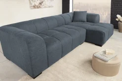 Modernes Ecksofa CITY 240cm blau Strukturstoff 3-Sitzer Couch inkl. Kissen