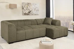 Modernes Ecksofa CITY 240cm grün Strukturstoff 3-Sitzer Couch inkl. Kissen