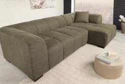 Modernes Ecksofa CITY 240cm grün Strukturstoff 3-Sitzer Couch inkl. Kissen