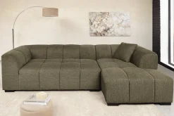 Modernes Ecksofa CITY 240cm grün Strukturstoff 3-Sitzer Couch inkl. Kissen