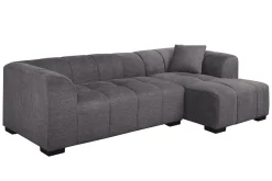 Modernes Ecksofa CITY 240cm grau Strukturstoff 3-Sitzer Couch inkl. Kissen