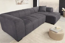 Modernes Ecksofa CITY 240cm grau Strukturstoff 3-Sitzer Couch inkl. Kissen