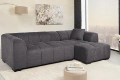 Modernes Ecksofa CITY 240cm grau Strukturstoff 3-Sitzer Couch inkl. Kissen