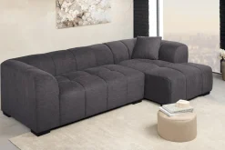 Modernes Ecksofa CITY 240cm grau Strukturstoff 3-Sitzer Couch inkl. Kissen