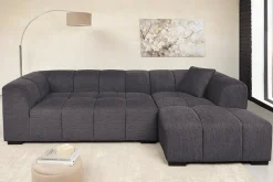 Modernes Ecksofa CITY 240cm grau Strukturstoff 3-Sitzer Couch inkl. Kissen