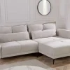 Modernes Ecksofa DESIGNO 250cm champagner beige Cord Couch inklusive Kissen Metallfüße