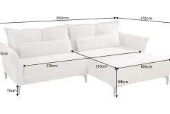 Modernes Ecksofa DESIGNO 250cm champagner beige Cord Couch inklusive Kissen Metallfüße