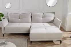 Modernes Ecksofa DESIGNO 250cm champagner beige Cord Couch inklusive Kissen Metallfüße