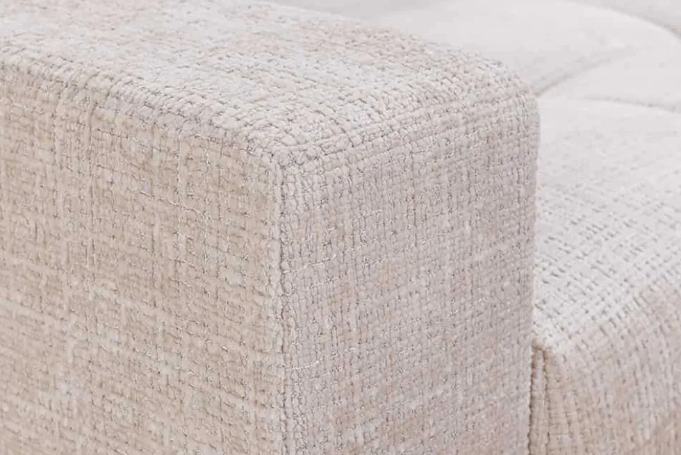 Modernes Ecksofa KENT 220cm champagner beige Chenille Cremona Federkern Wohnlandschaft mit Hocker