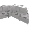 Modernes Ecksofa KENT 220cm greige Cord inkl. Hocker Federkern L-Form Wohnlandschaft