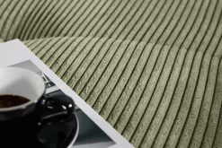 Modernes Ecksofa KENT 220cm grün Cord inkl. Hocker Federkern L-Form Wohnlandschaft