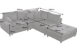Modernes Ecksofa KENT 220cm grün Cord inkl. Hocker Federkern L-Form Wohnlandschaft